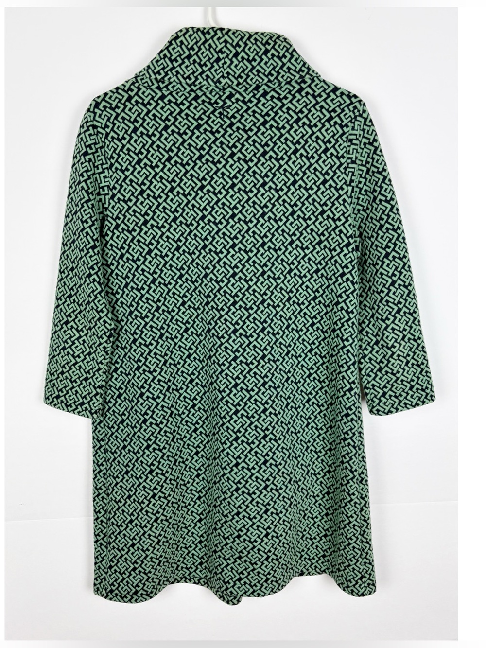 Tyler Boe Kim Cowl Neck Shift Dress Green Small Geometric Pockets Mod Retro - Picture 2 of 7